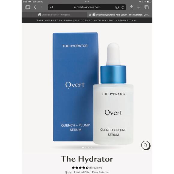 Overt Skincare Hydrator Moisture Serum NEW SEALED Quench Plump Plant Based - Picture 8 of 8
